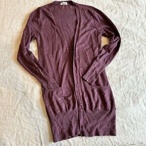 Tezenies Long Cardigan - Heathered Purple, Size XS